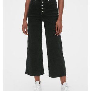 Gap Washed Black Button-Fly Wide Leg Crops